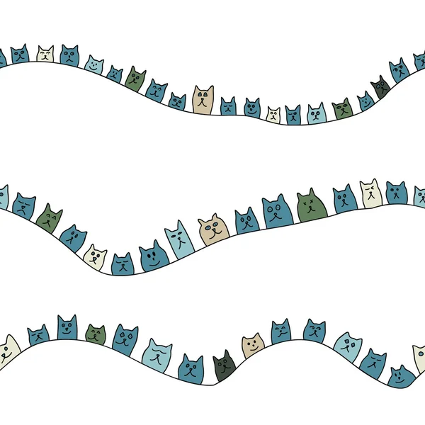 Шаблон с милыми мультяшными кошками — стоковый вектор