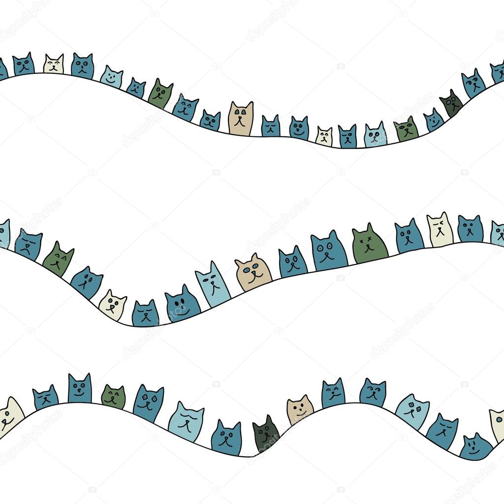 Pattern with cute cartoon cats
