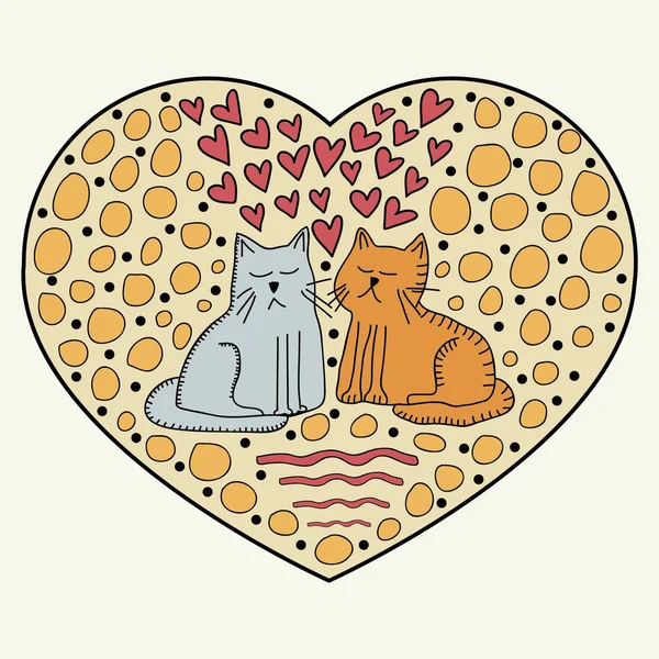 Gatos en el amor fondo — Vector de stock