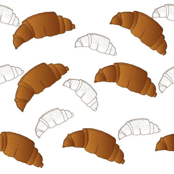 Muster mit Konturen von Croissants — Stockvektor