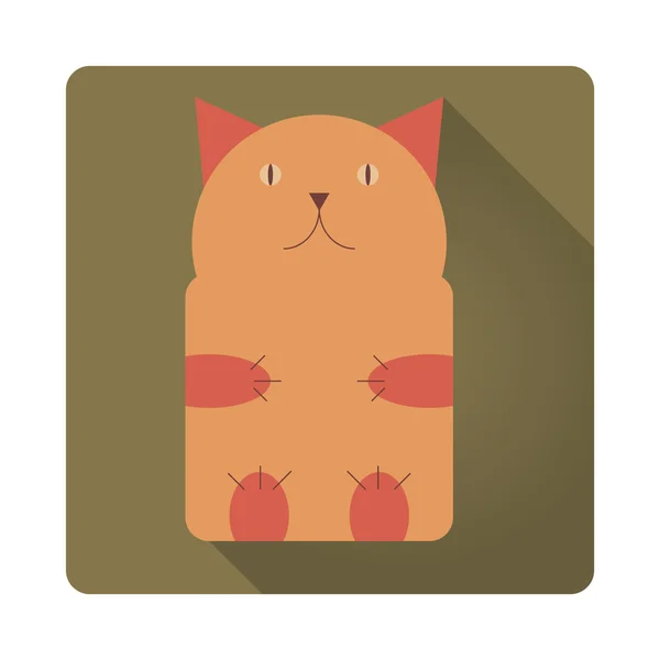 Cute cat flat icon — Stock Vector