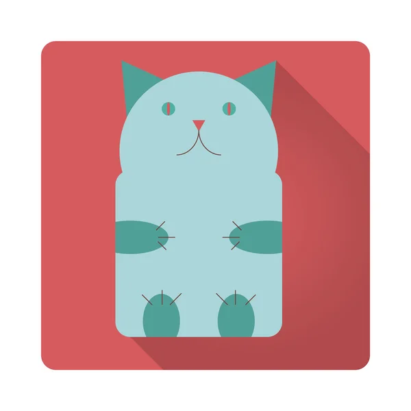 Cute cat flat icon — Stock Vector