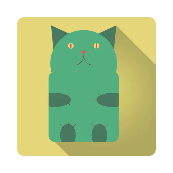 Cute cat flat icon — Stock Vector