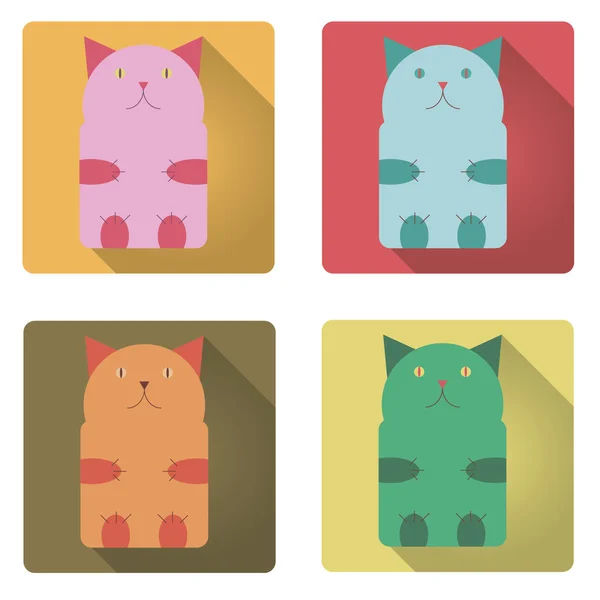 Colorful cats flat icons — Stock Vector