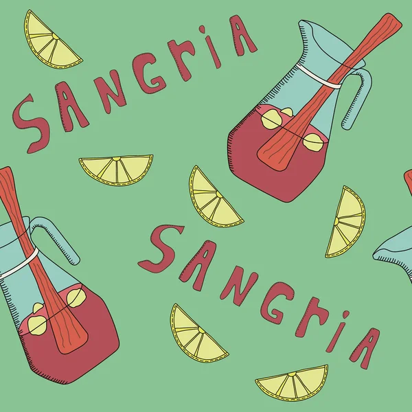 Sangria과 레몬의 주전자 — 스톡 벡터