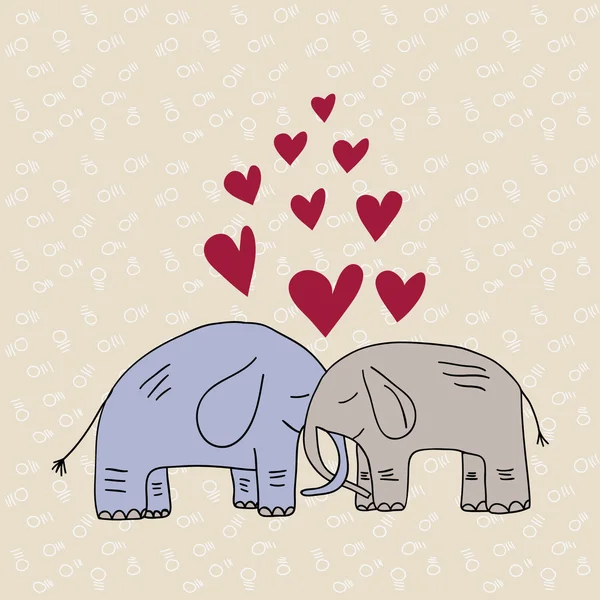 Elefantes lindos en el amor — Vector de stock