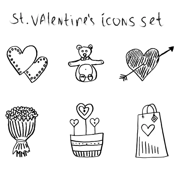 Ícones de São Valentim de esboço Gráficos De Vetores