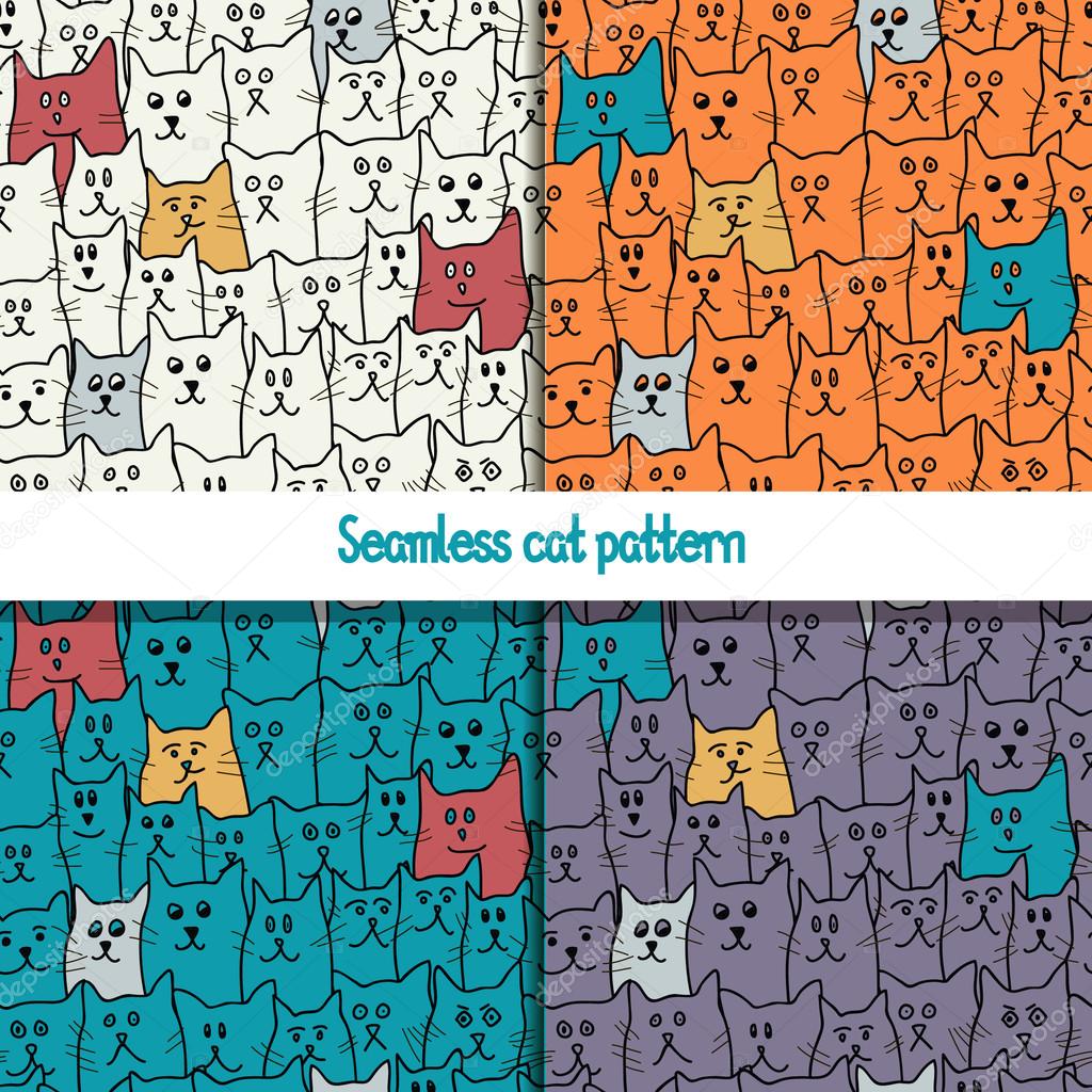 Pattern with cute funny cats