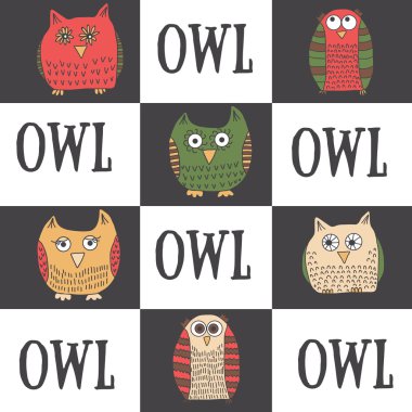 Altı komik baykuşlar kümesi