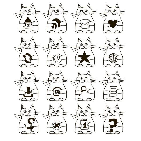 Funny cat icons — Stock Vector