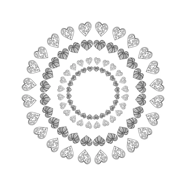 Mandala graphique avec cœurs — Image vectorielle