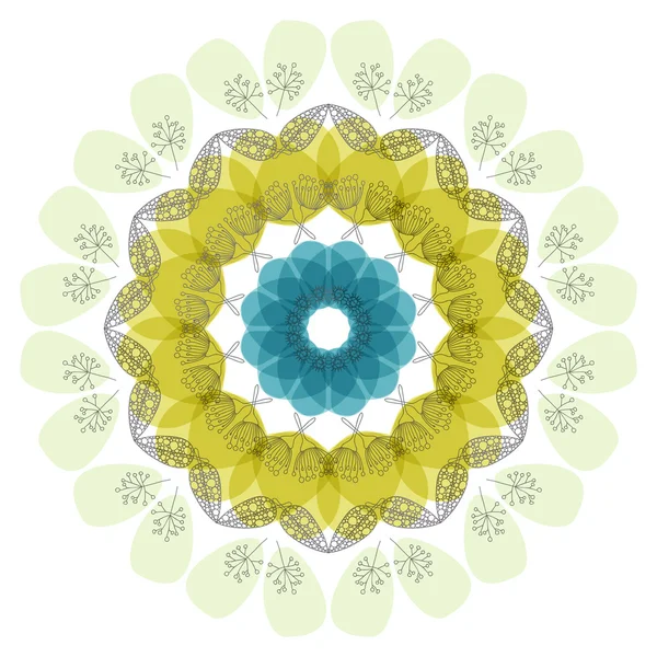 さまざまな要素を持つテンプレート丸花 — ストックベクタ