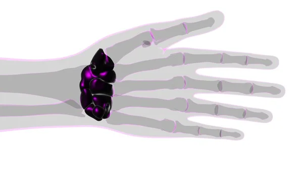 人类骷髅手腕关节骨解剖用于医学概念3D图解 — 图库照片