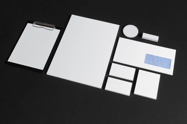 Blank branding stationery set on dark background. — Stock Photo, Image