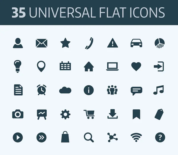 Set of universal flat icons for print or internet. — Stock Vector