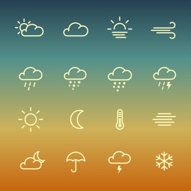 Çizgiler üzerinde gradyan arka planı Icon set durumu hava.