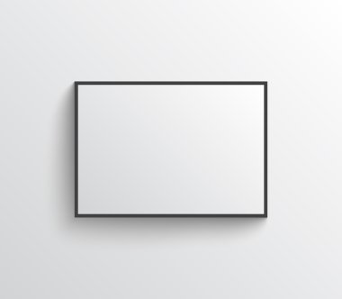 Beyaz boş poster çerçeve mock-up gri duvar ile