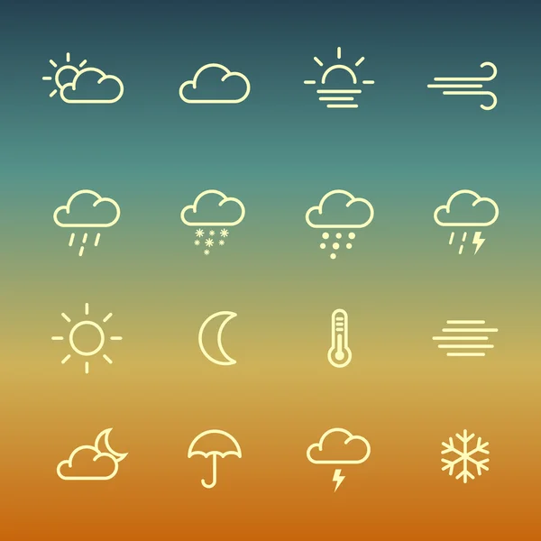 Linee meteo forcast Icona impostata su sfondo gradiente . — Vettoriale Stock