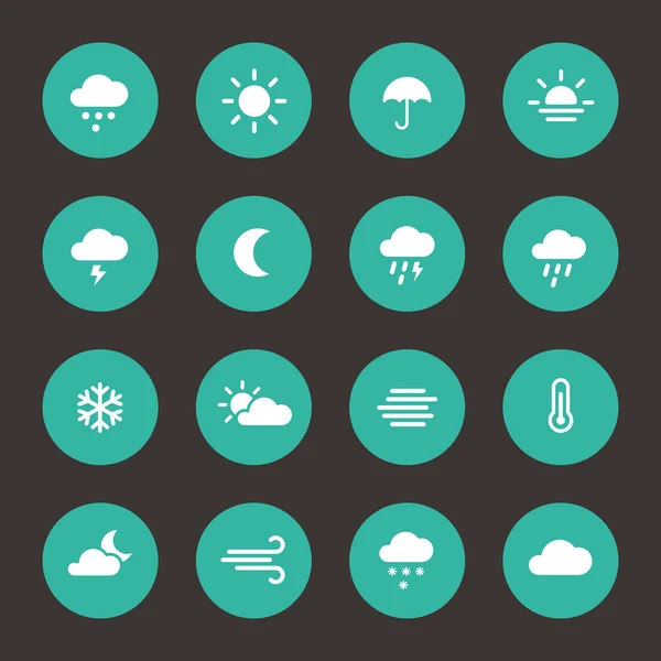 Set di icone piatte previsioni del tempo sul cerchio . — Vettoriale Stock