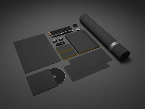 Plantilla de ilustración 3D de maqueta negra para identidad de marca . — Foto de Stock