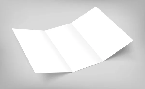 Volante de papel en blanco vector tri pliegue sobre fondo gris — Archivo Imágenes Vectoriales