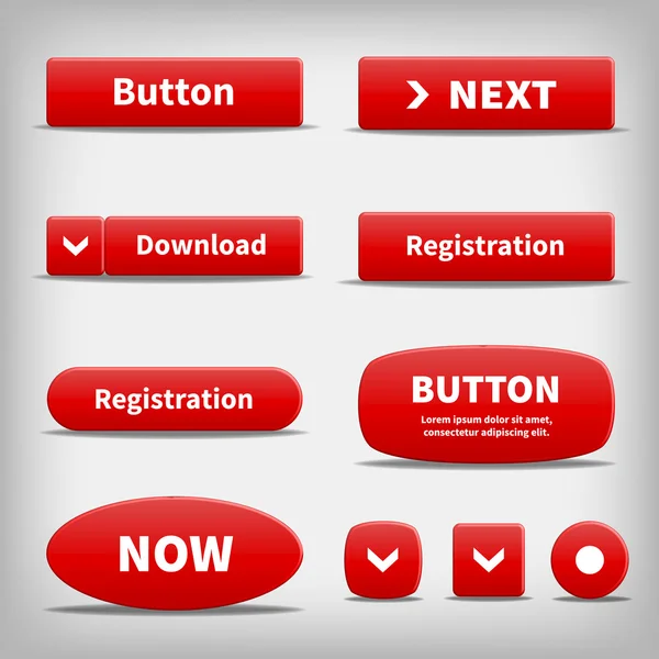 Rote Internet-Buttons aus Plastik — Stockvektor
