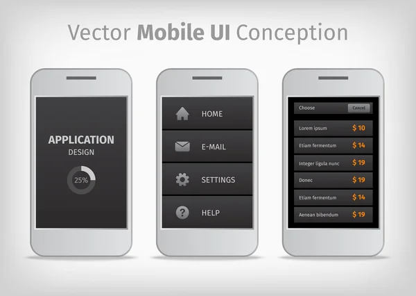 Gray and orange vector mobile user interface conception — Stock Vector