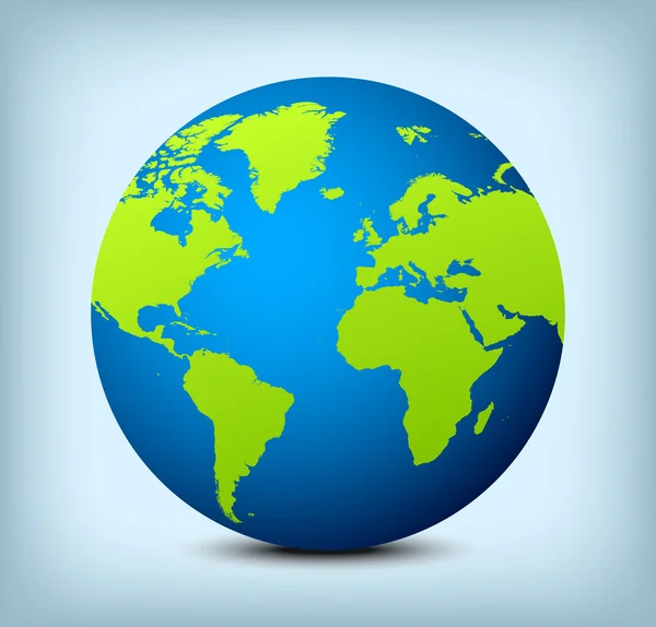 Vector blue and green globe icon — Stock Vector