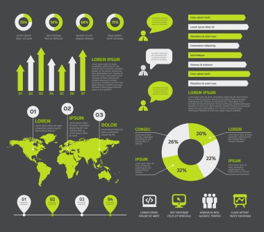 Infographic öğeleri ile simgeler kümesi