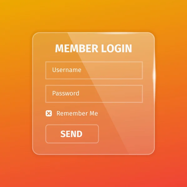 Outline member login box on orange — Stock Vector