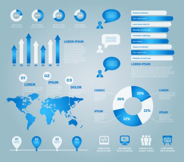 Mavi vektör Infographic öğeleri kümesi