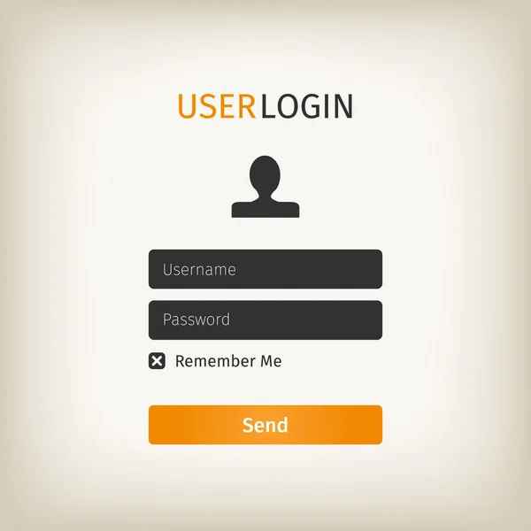 Orange user login page — Stock Vector