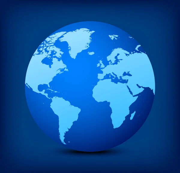 Wektor niebieski glob ikona na niebieskim tle — Wektor stockowy