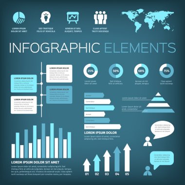 Akuamarin renkli Infographic öğeleri