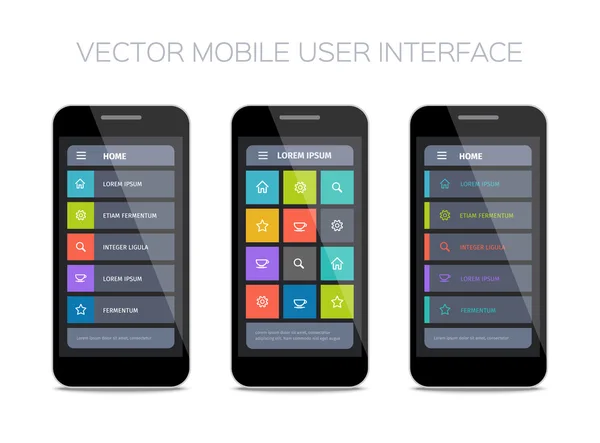 3 vektor mobil felhasználó illesztő tervez — Stock Vector