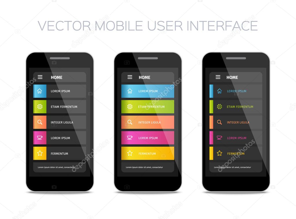 vector mobile user interface design