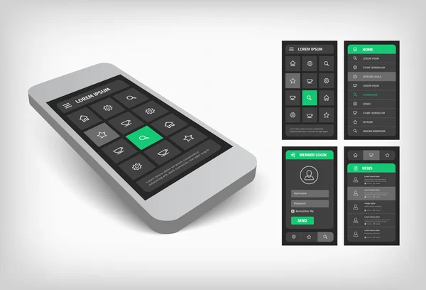 Yeşil UI tasarım 3D görselleştirme