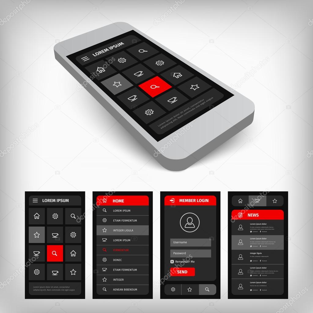 3d visualization of black and red ui