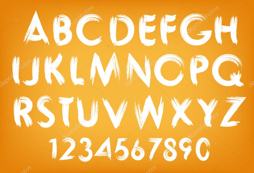 Vector summer alphabet typography set with numbers.