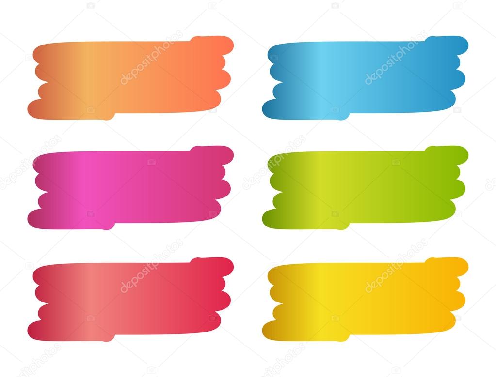 Set of colorful stains in painting brush style.
