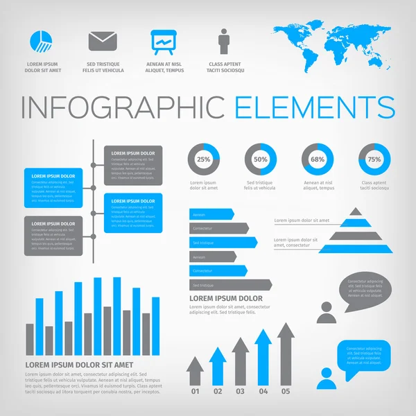 Éléments infographiques bleus et gris — Image vectorielle