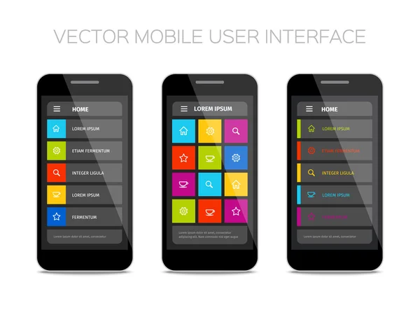 Renkli vektör mobil kullanıcı arayüz tasarımı — Stok Vektör