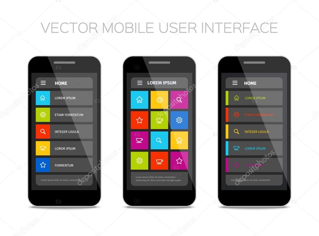 colorful vector mobile user interface design