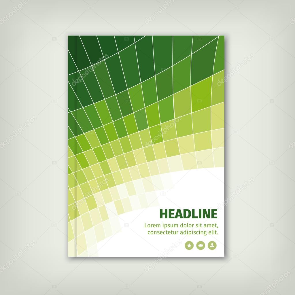 Green business cover brochure design with lines.