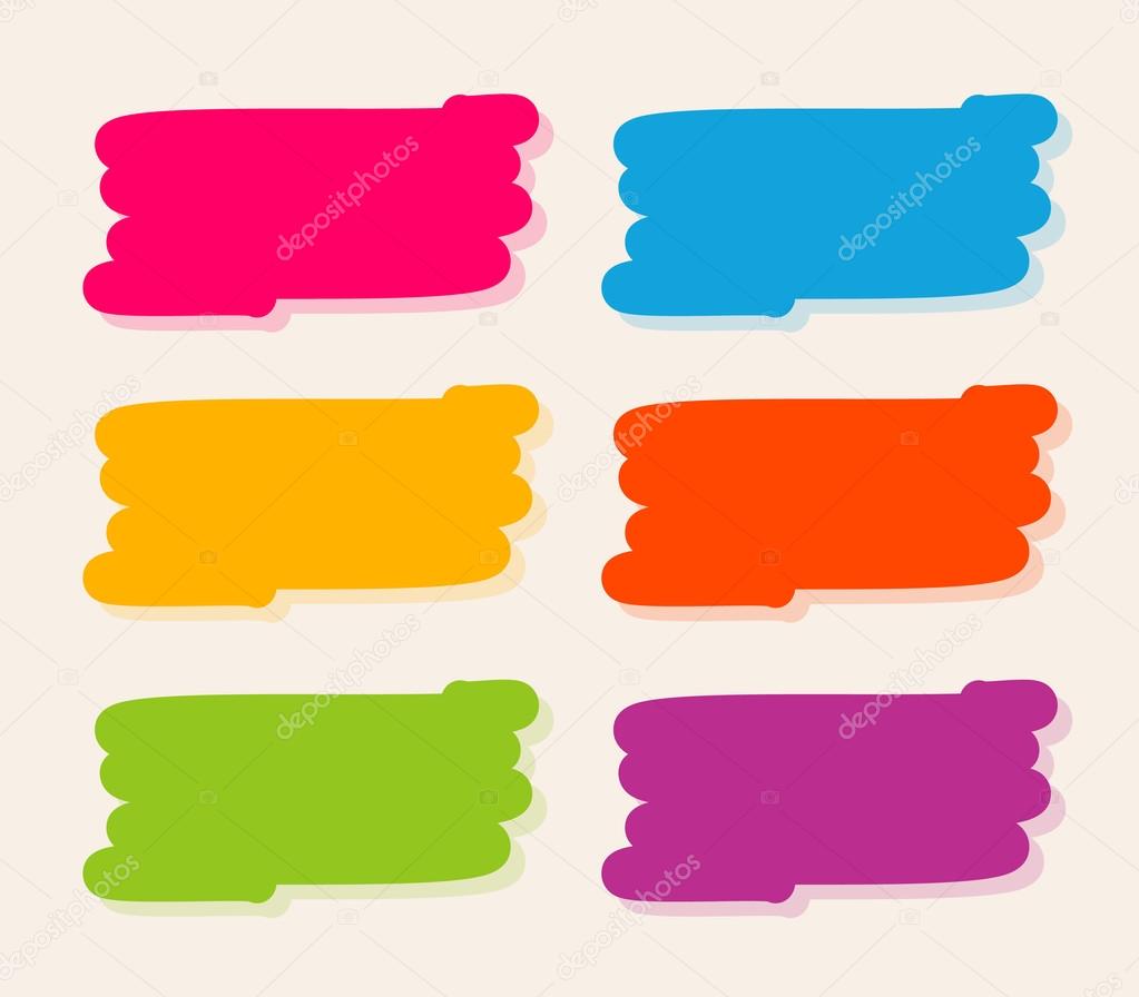 Collection of colourful stains in painting brush style.