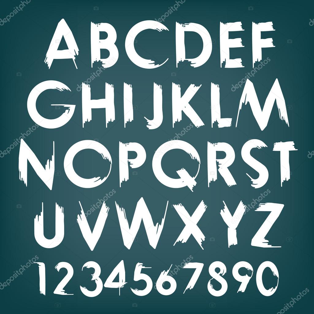 Vector alphabet typography set with numbers.