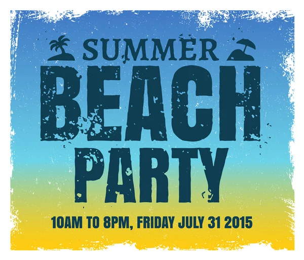 Cartel de fiesta de playa de verano con fondo azul y amarillo retro — Archivo Imágenes Vectoriales