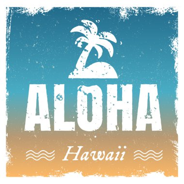 Aloha sıcak plaj renklerle, retro arka plan vektör.