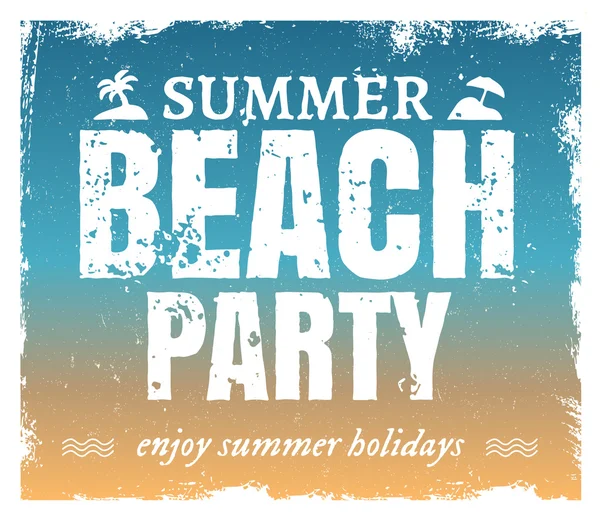 Summer grunge beach party poster with hot background — Stock Vector