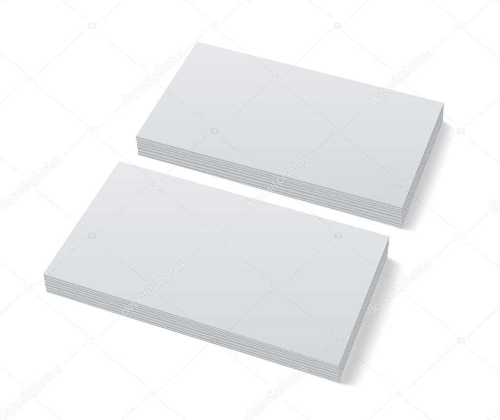 Two stacks of blank business cards on white background